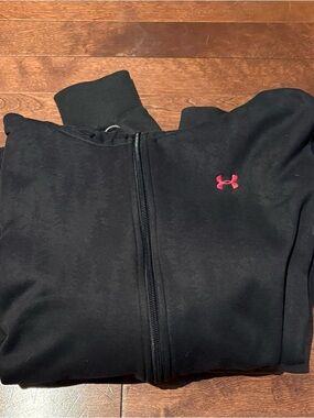 Under Armour Black Zip Hoodie with Pink Logo